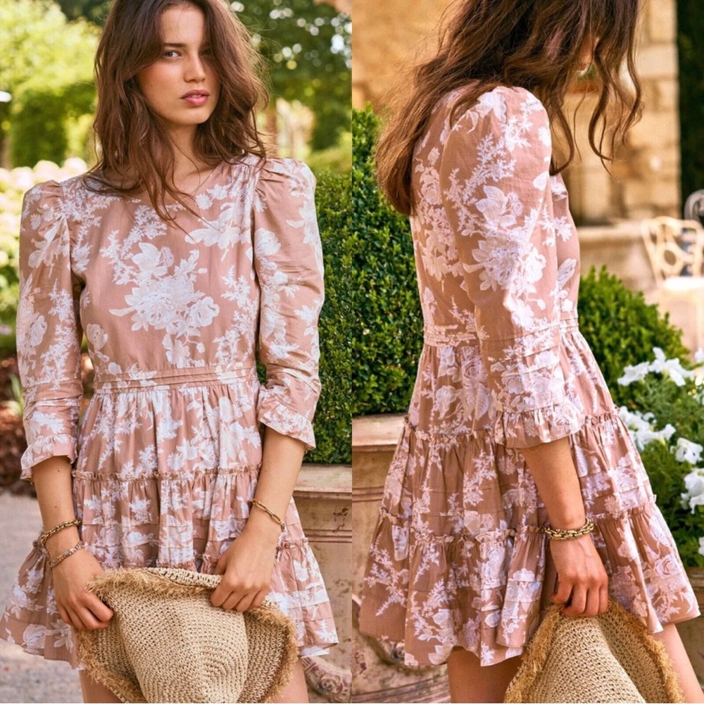 LSF LoveShackFancy Lienzo mini dress in Espresso Foam, size 12, NWT
